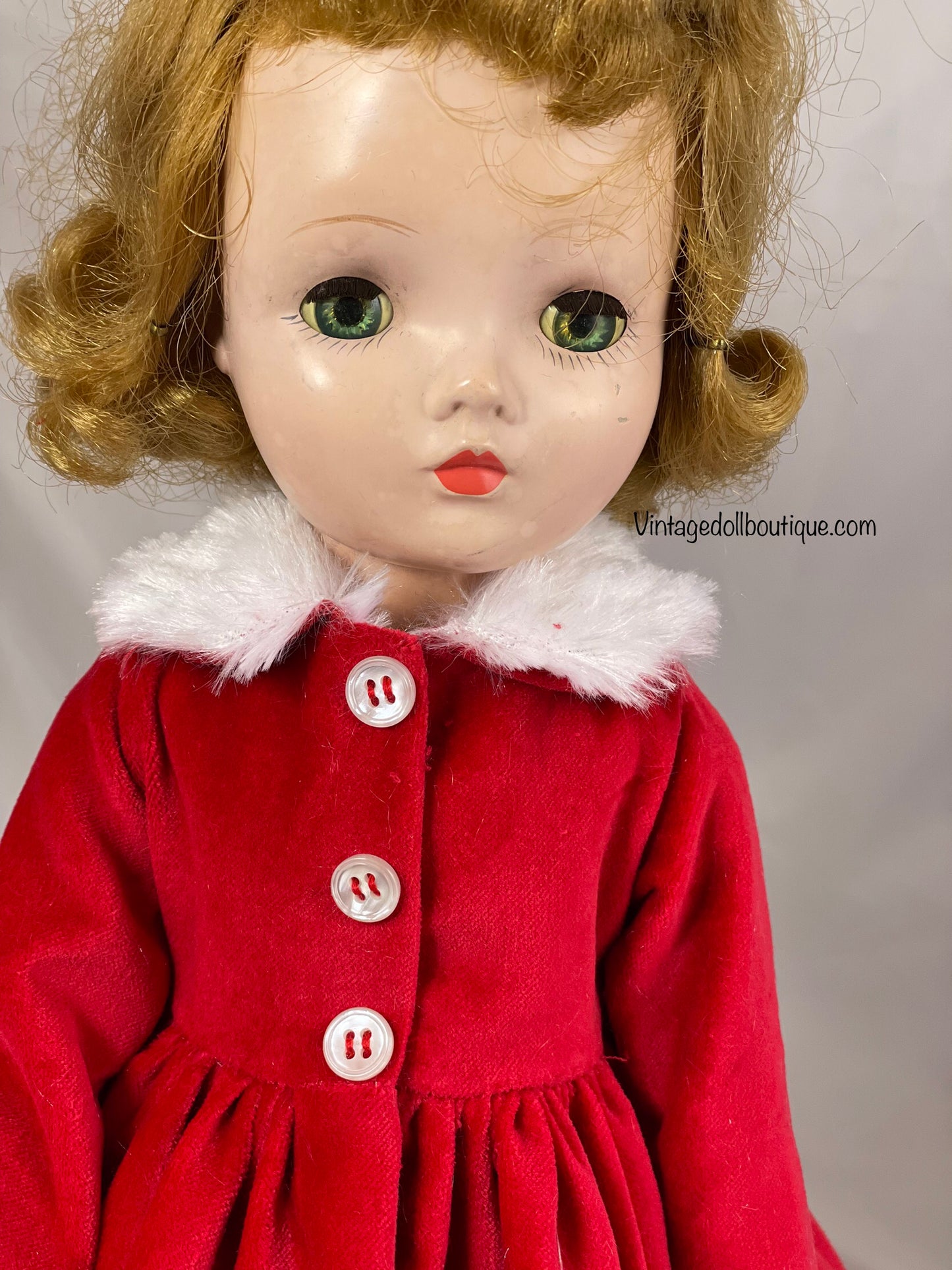***reserved for Ann***red velveteen coat for 18” Madame Alexander Doll