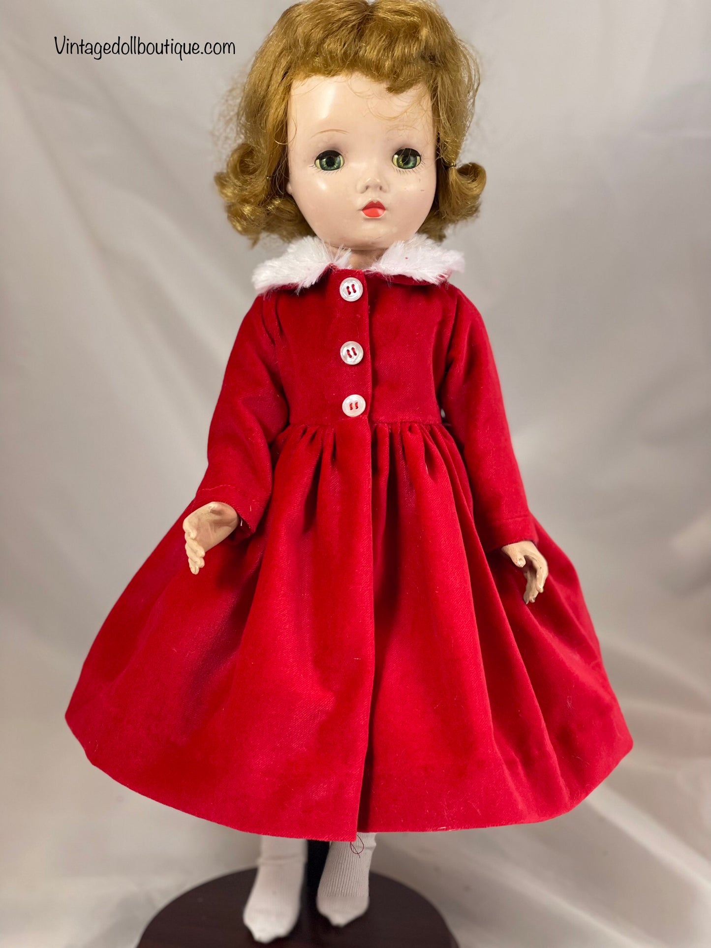 ***reserved for Ann***red velveteen coat for 18” Madame Alexander Doll