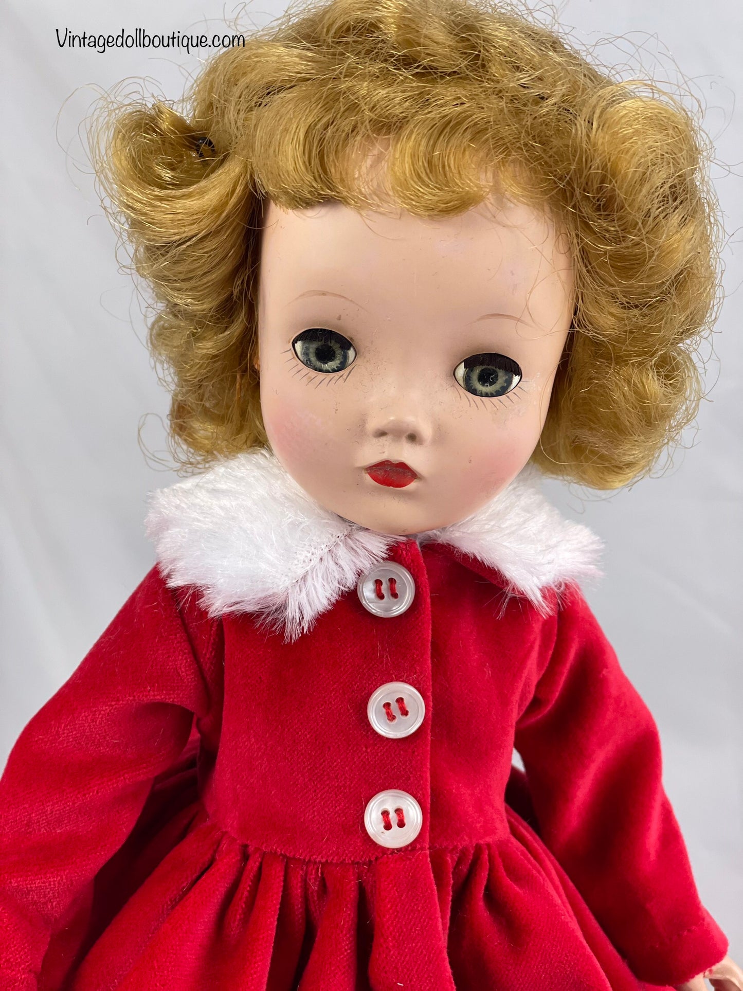 red velveteen coat for 14” Madame Alexander Doll