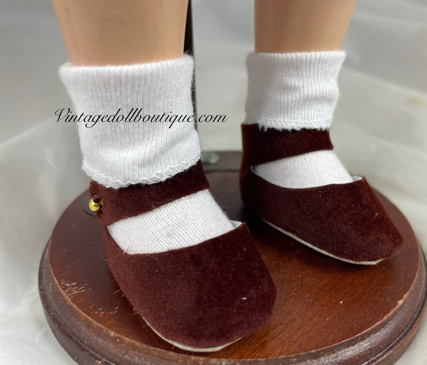 Brown Velvet shoes 17/18” Madame Alexander 2” sole