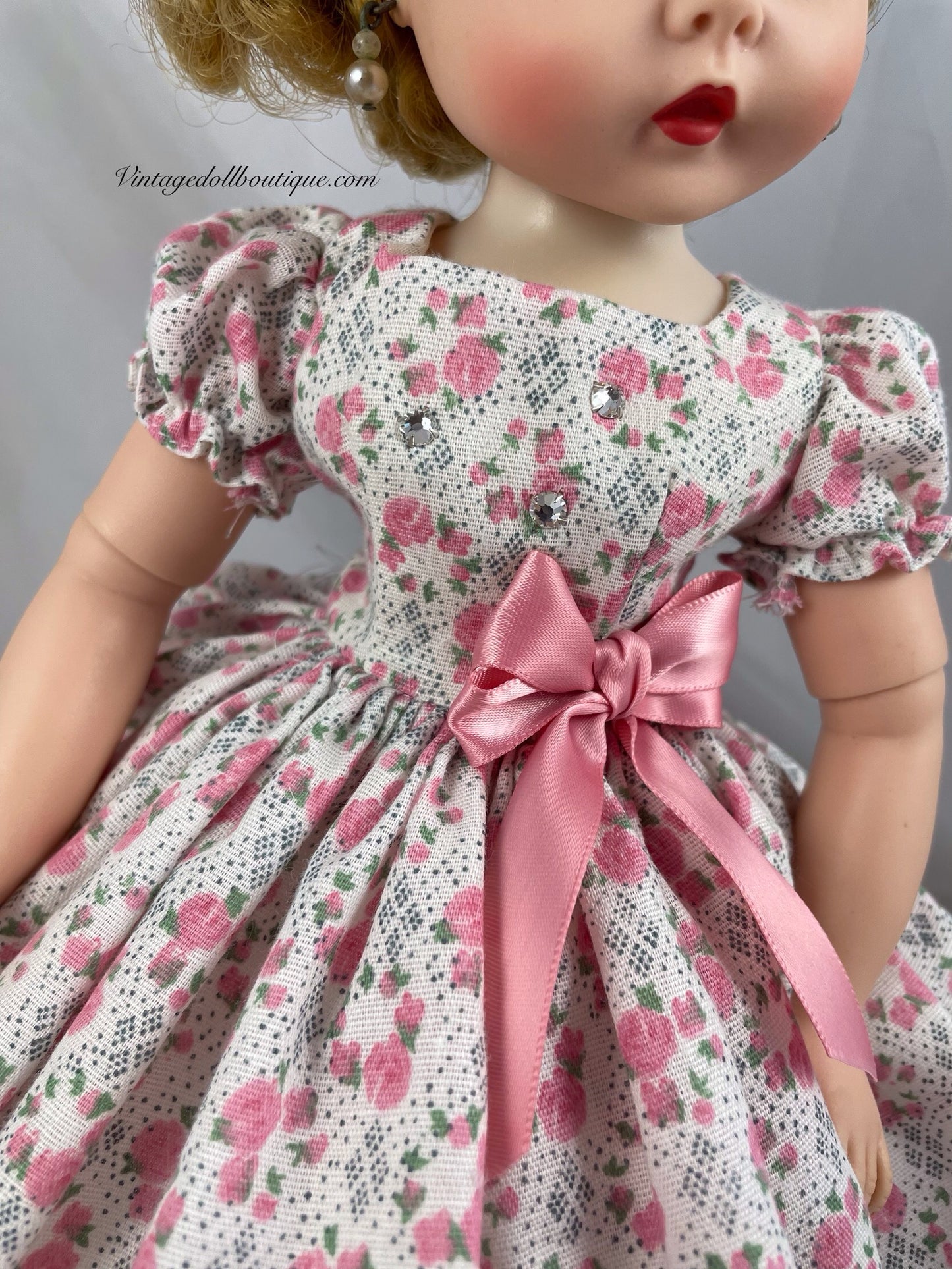 Pink floral dress for 16” Elise