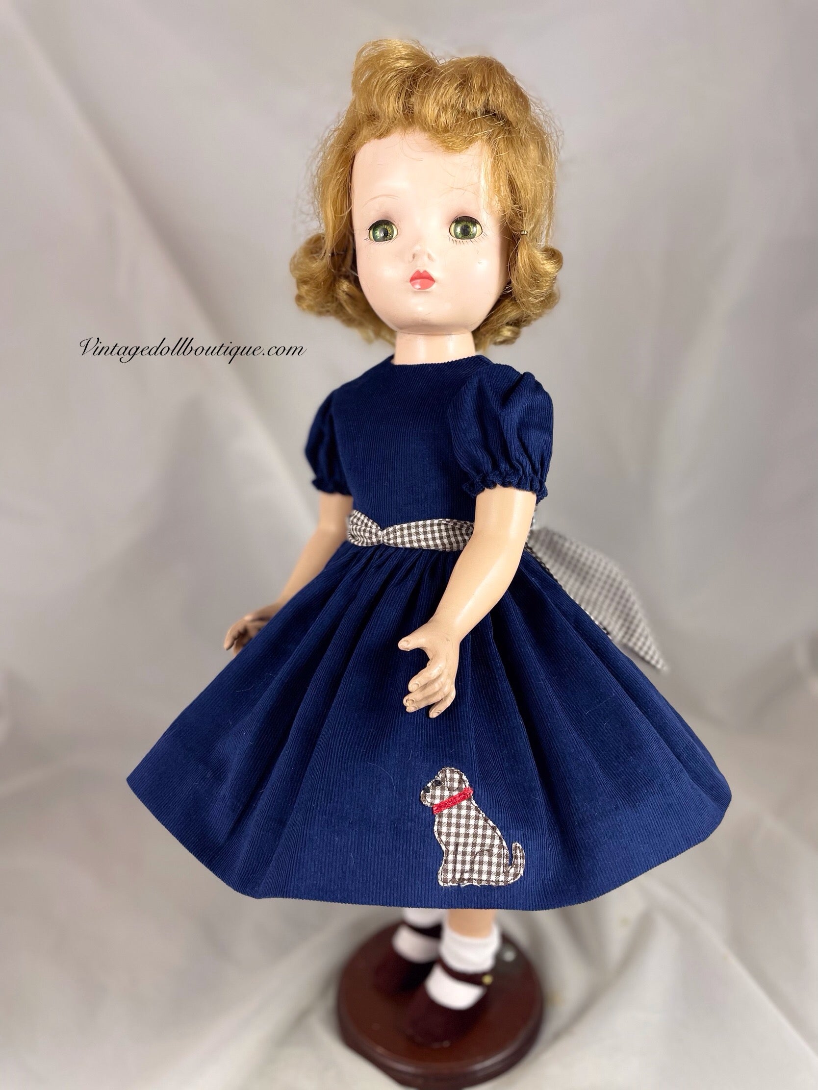 madame alexander doll blue dress Puppy applique dress for 17/18 Madame Alexander doll Vintage Doll Boutique