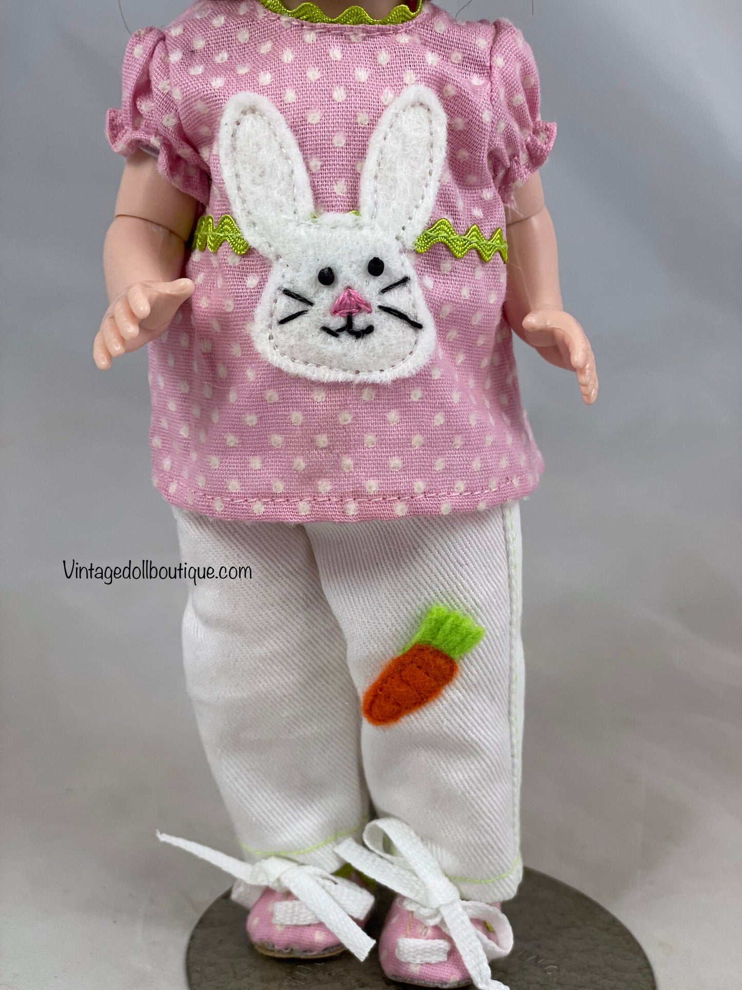 ***reserved for Amy*** Bunny blouse, pants, bows, and shoes for 8” Wendy