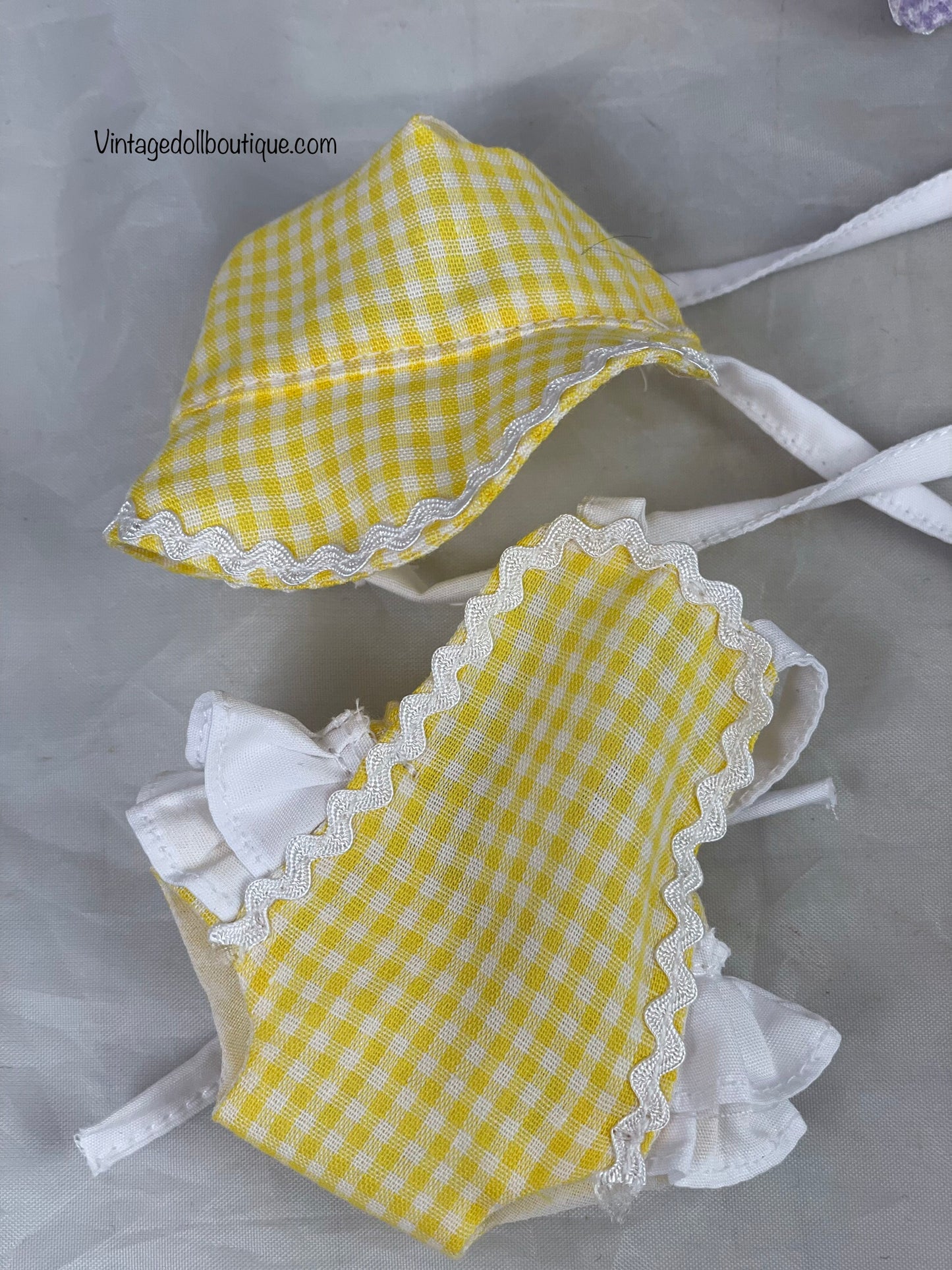 *** reserved for Sue**** 5 Sunsuits and bonnets for 8” Madame Alexander doll