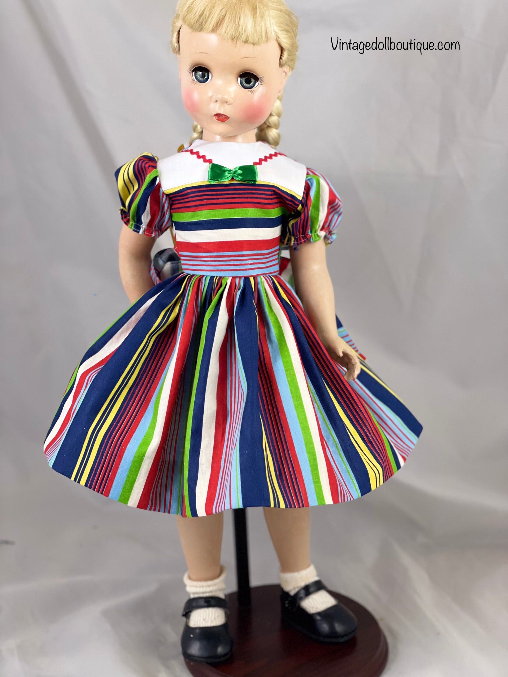 retro doll dress 20" Dots Fitted Dress for Vintage Dolls