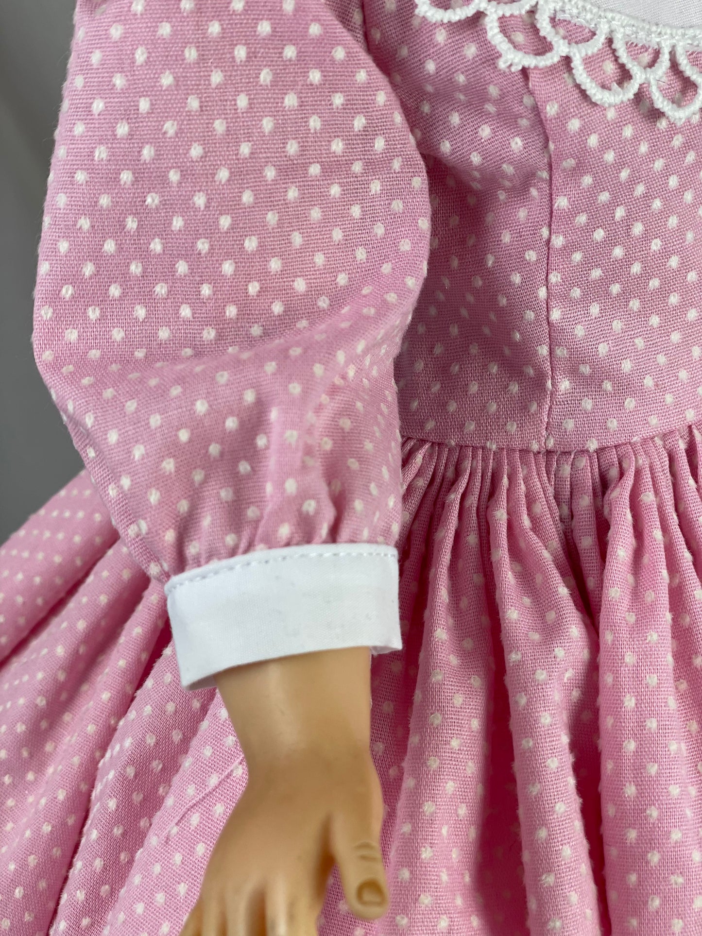 Pink dotted swiss dress for 21” Cissy