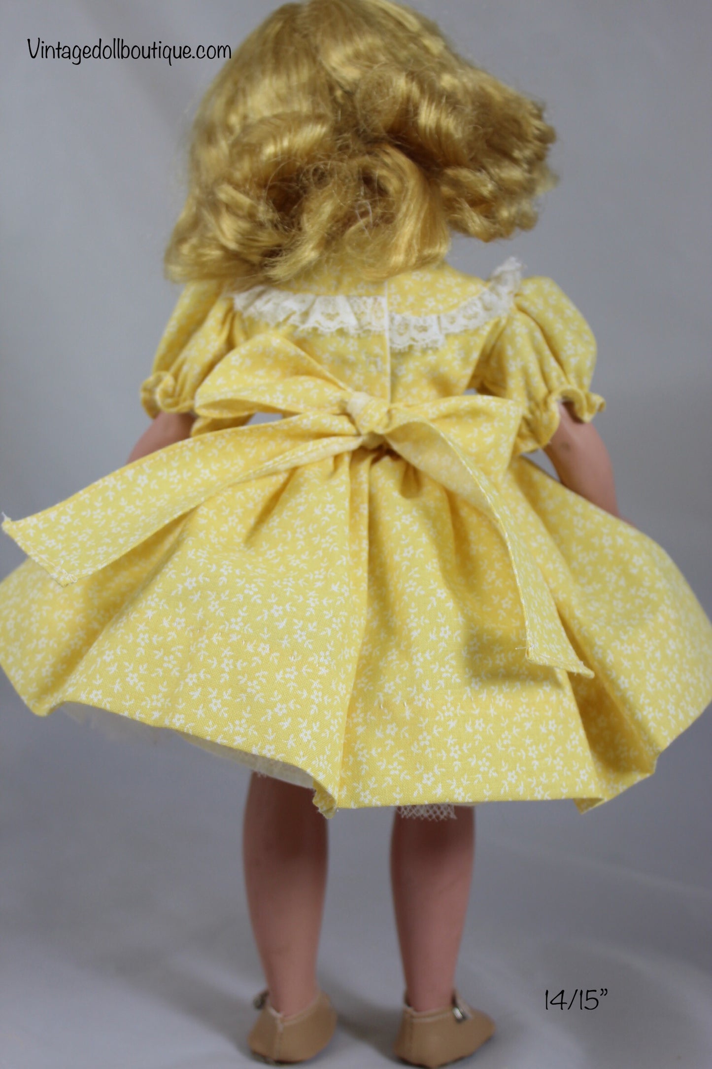 Yellow floral dress for 14” Madame Alexander doll