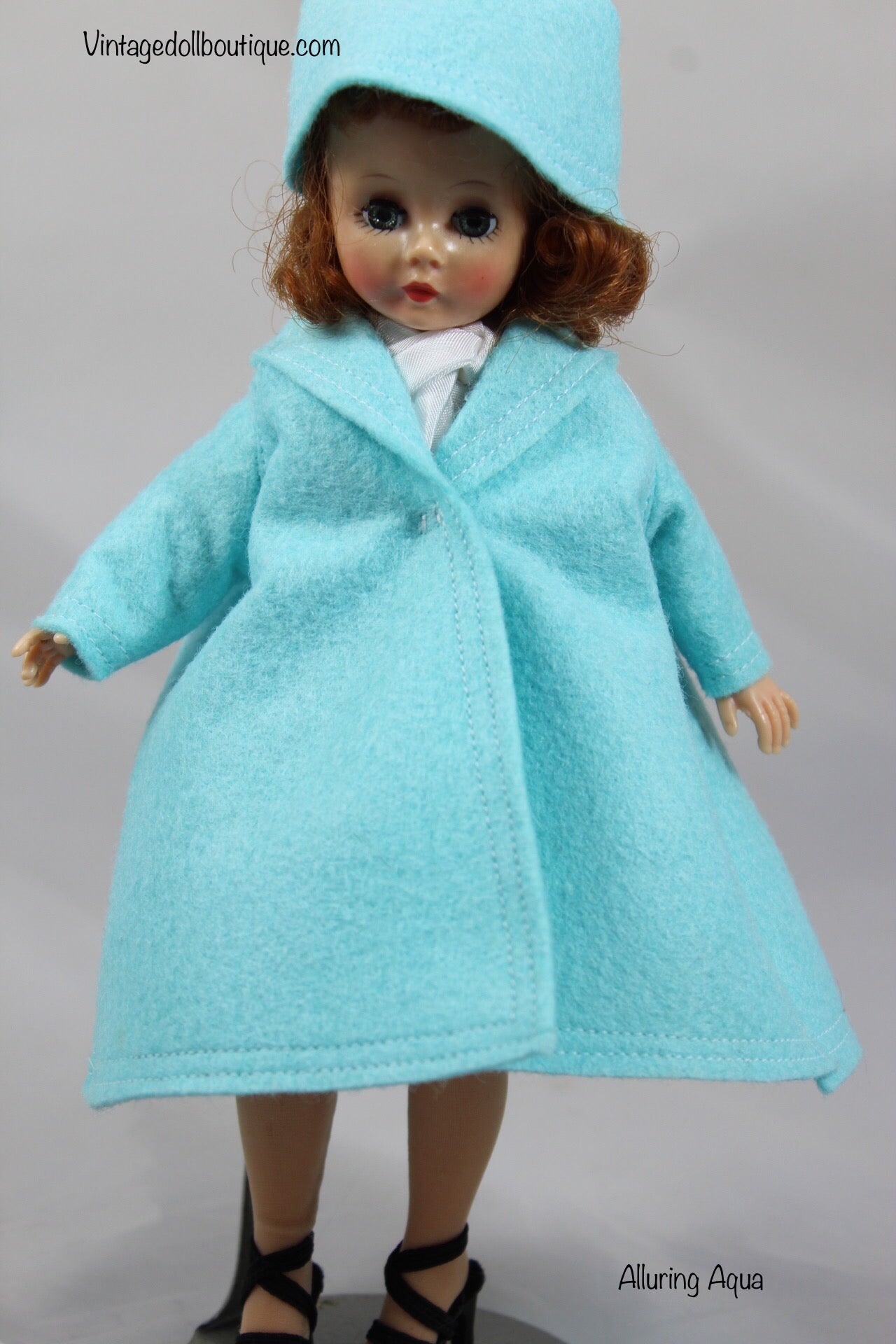 Felt coat and hat set “Alluring Aqua” for 9” Cissette