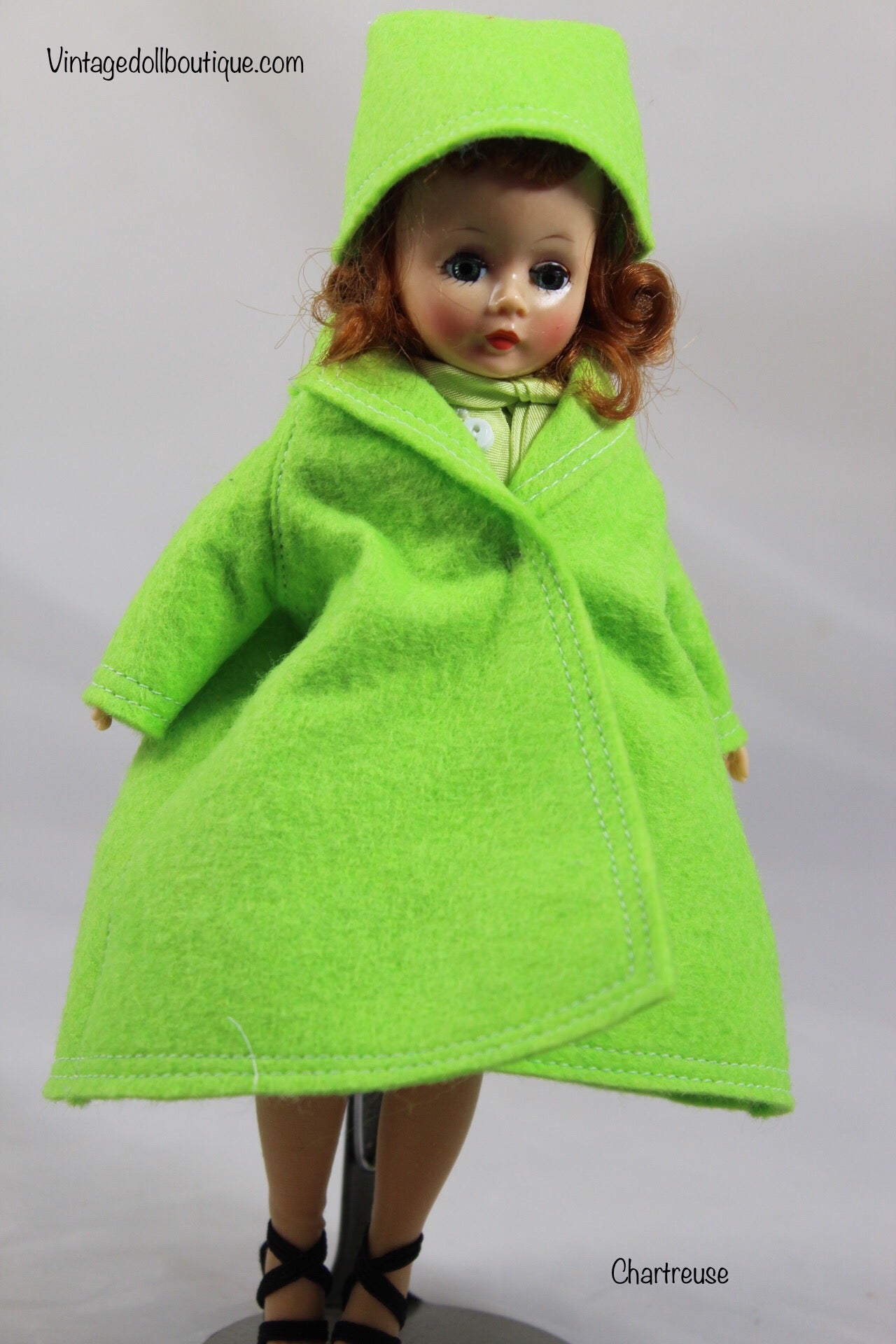 Felt coat and hat set “Chartreause” for 9” Cissette