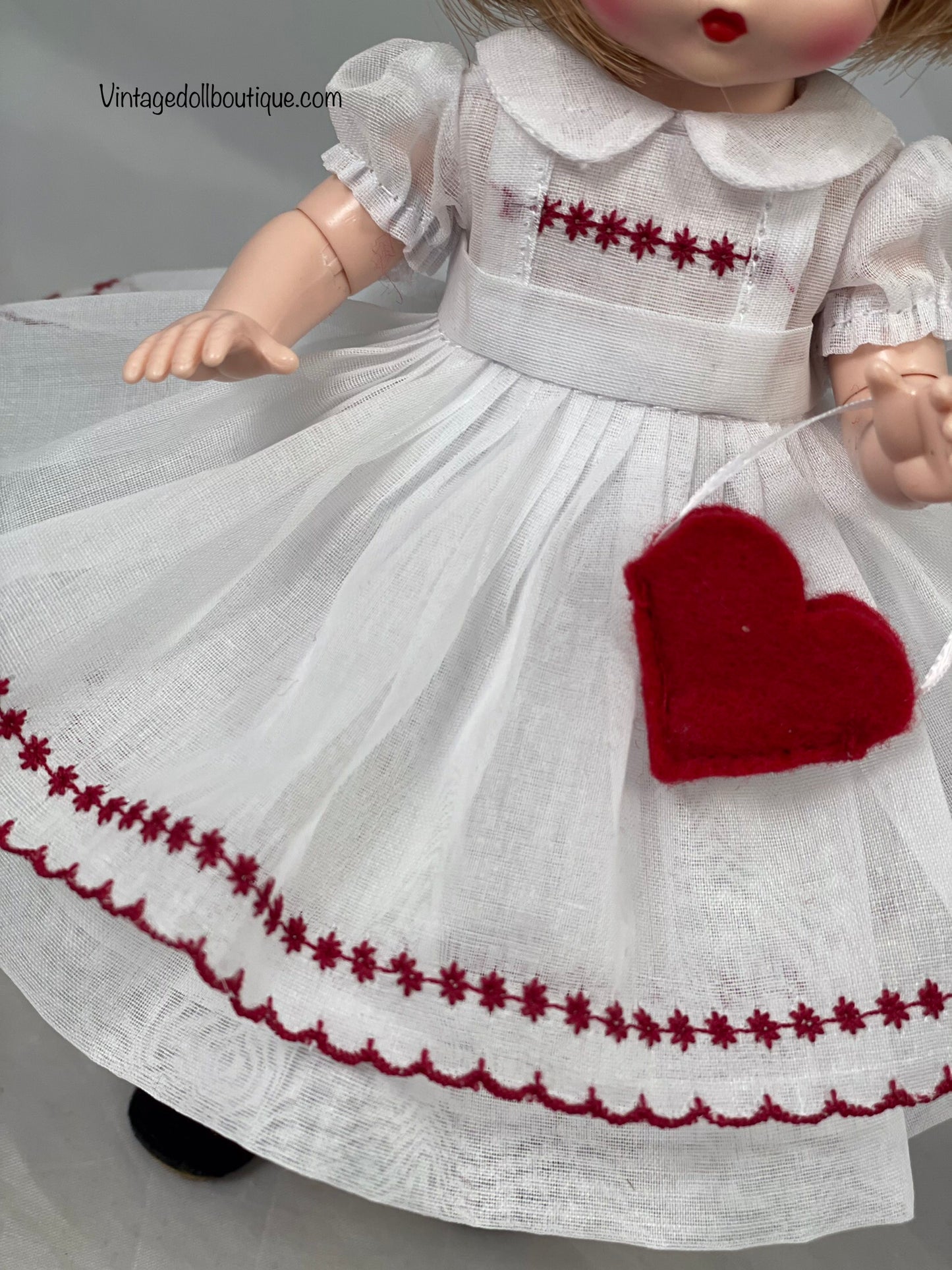 Organdy dress , pinafore, purse,petticoat, sock, and panties for 8” Wendy