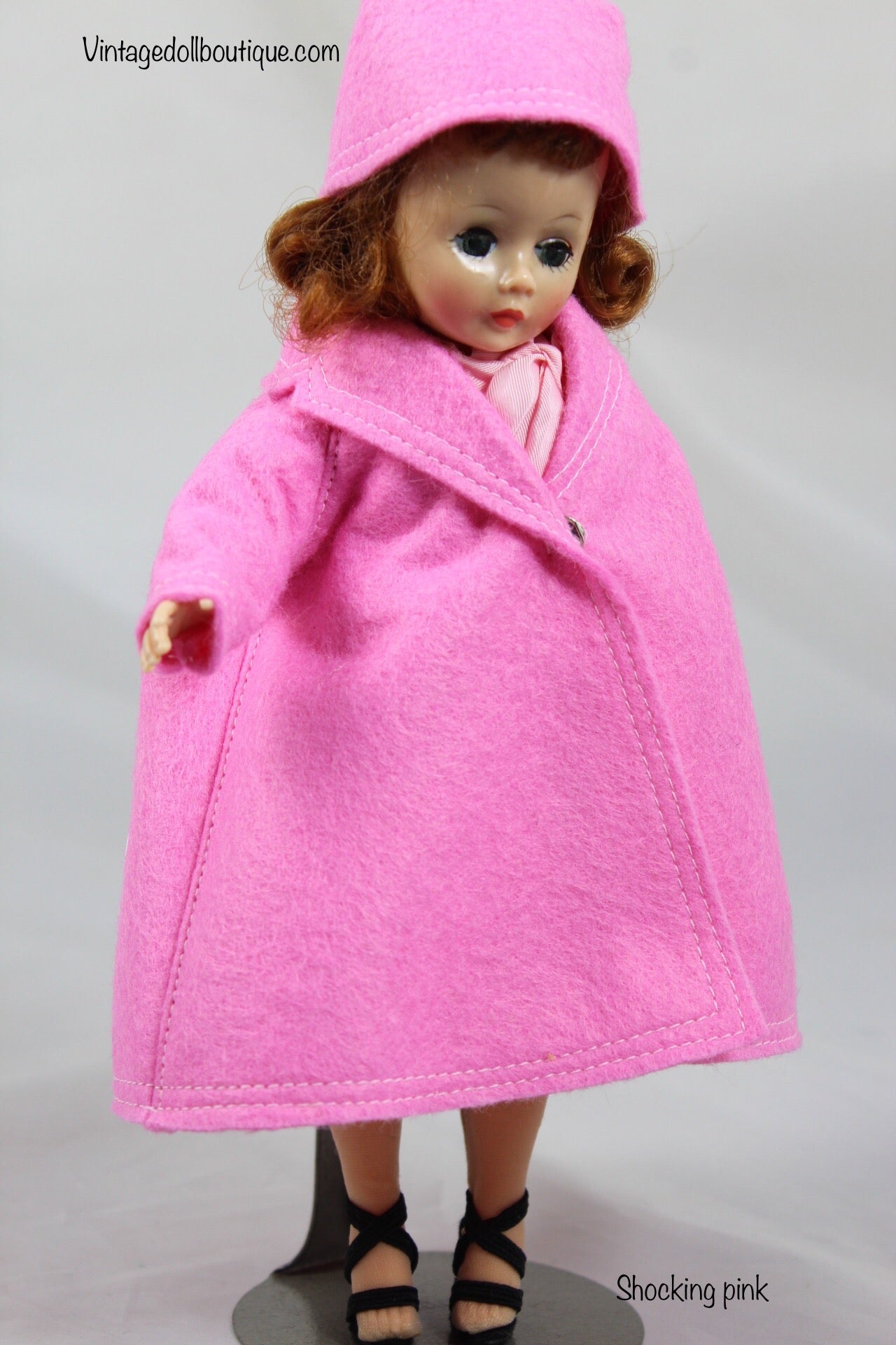 Felt coat and hat set “shocking pink” for 9” Cissette