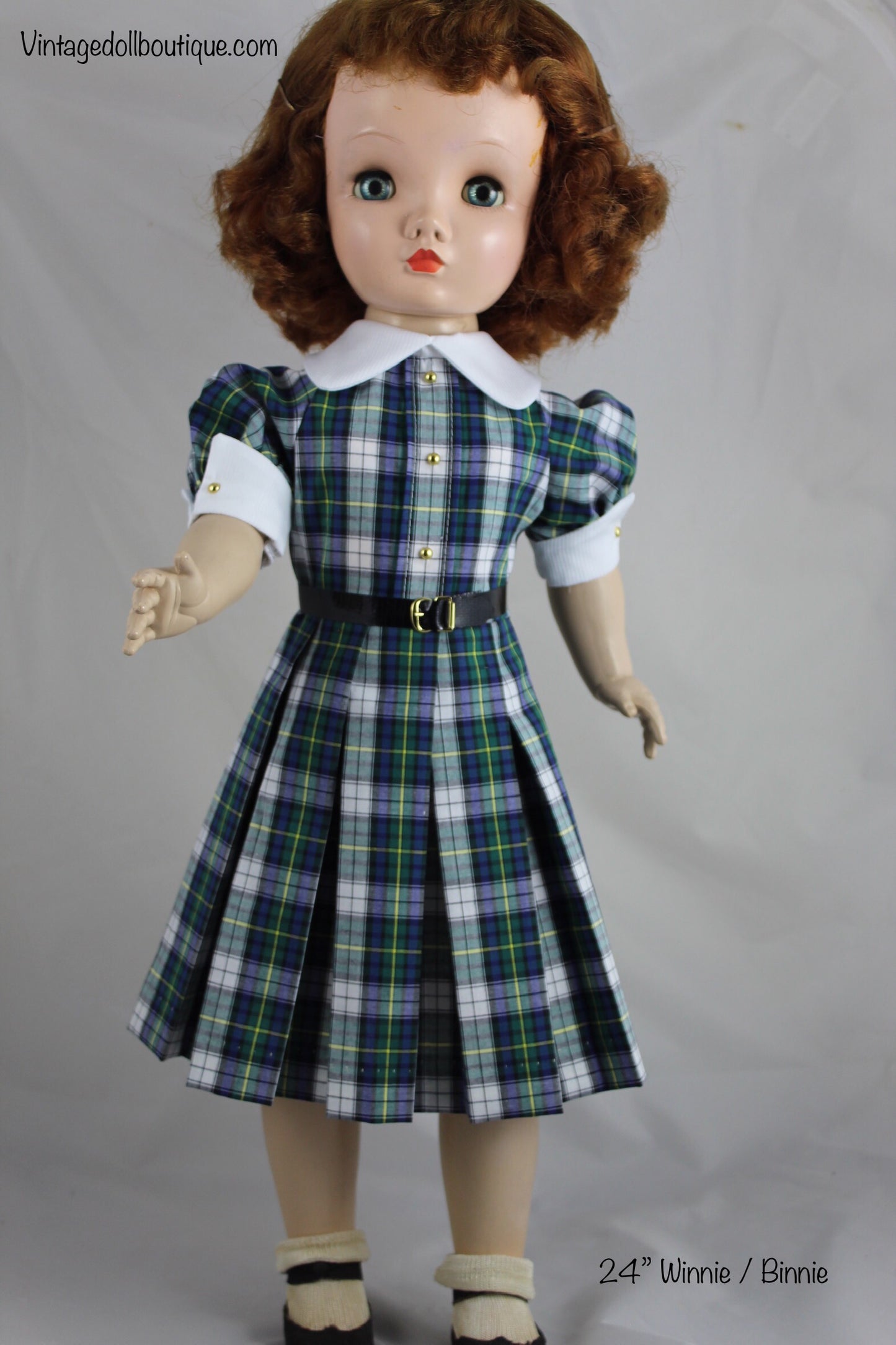 Plaid school Dress for 24” Binnie