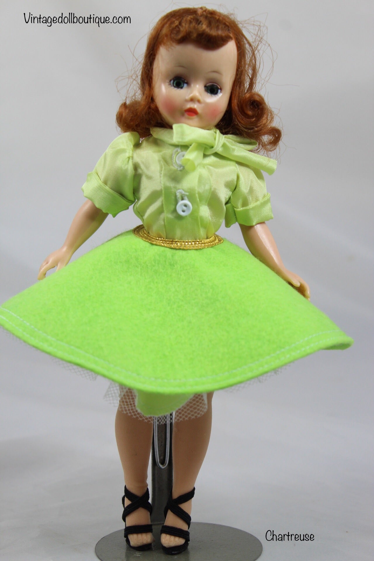 Felt Skirt and blouse set “Chartreuse” for 9” Cissette