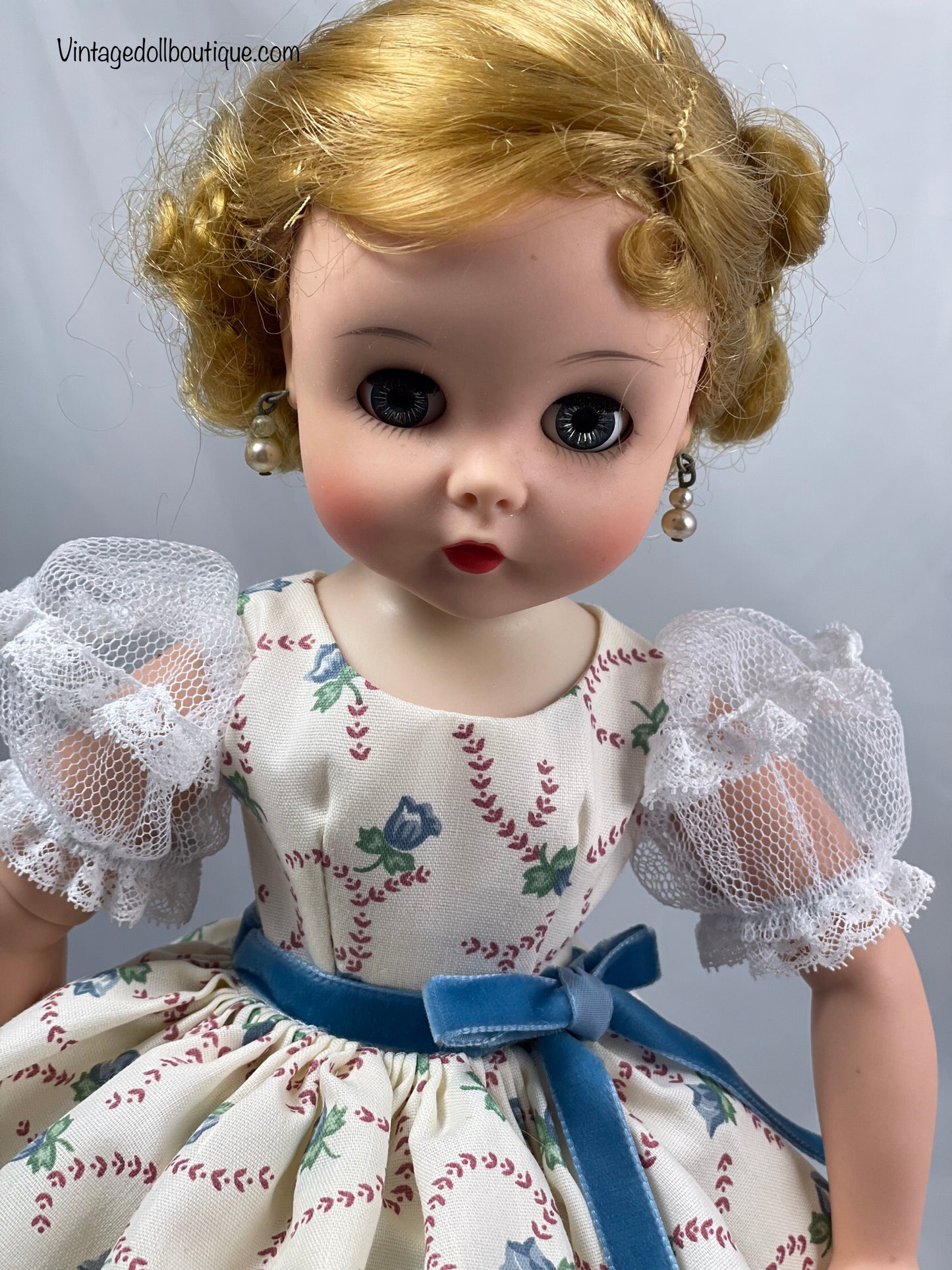 Blue floral dress for 16” Elise