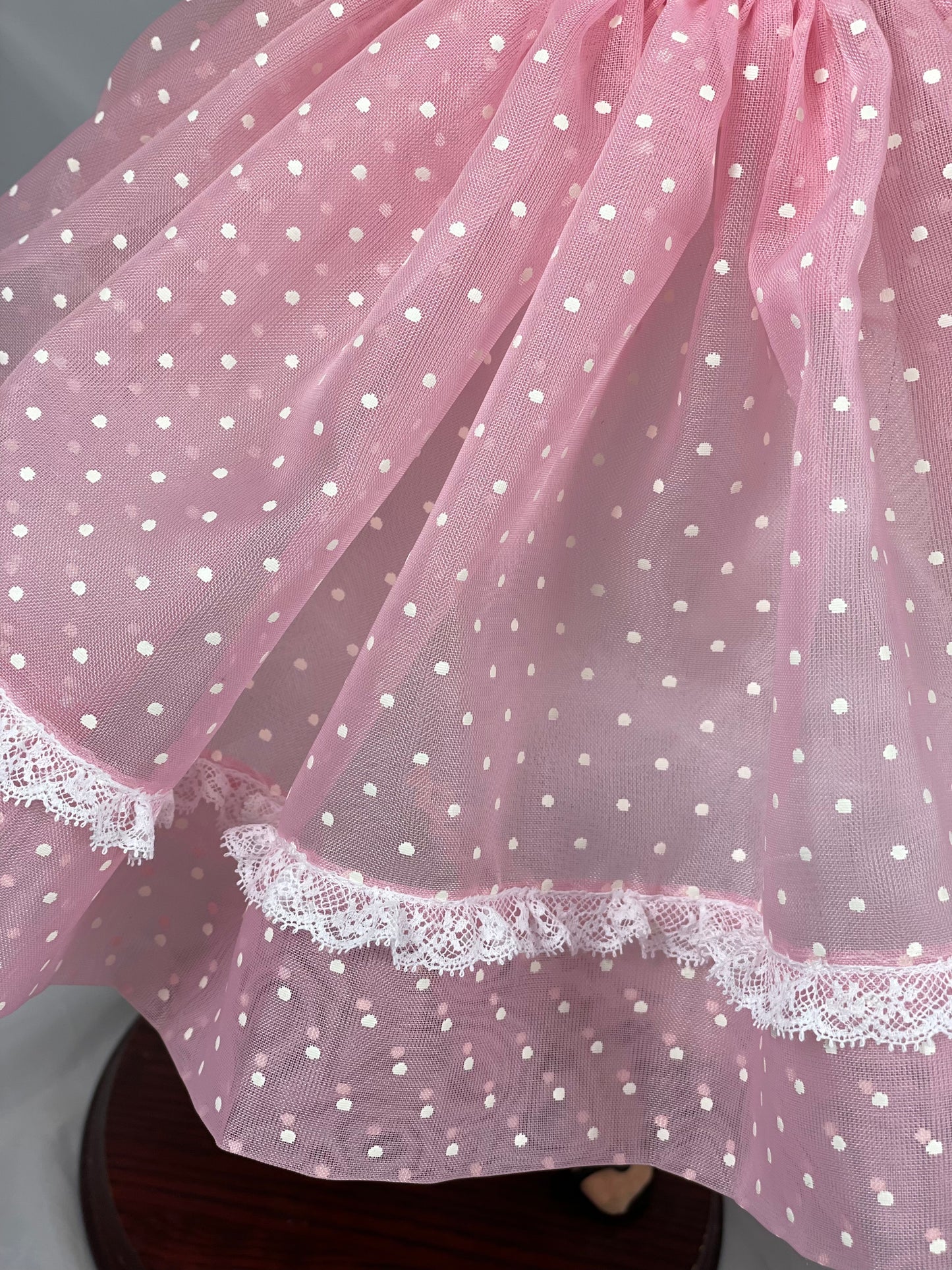 Nylon dotted Swiss and lace shirtdress for 21” Cissy