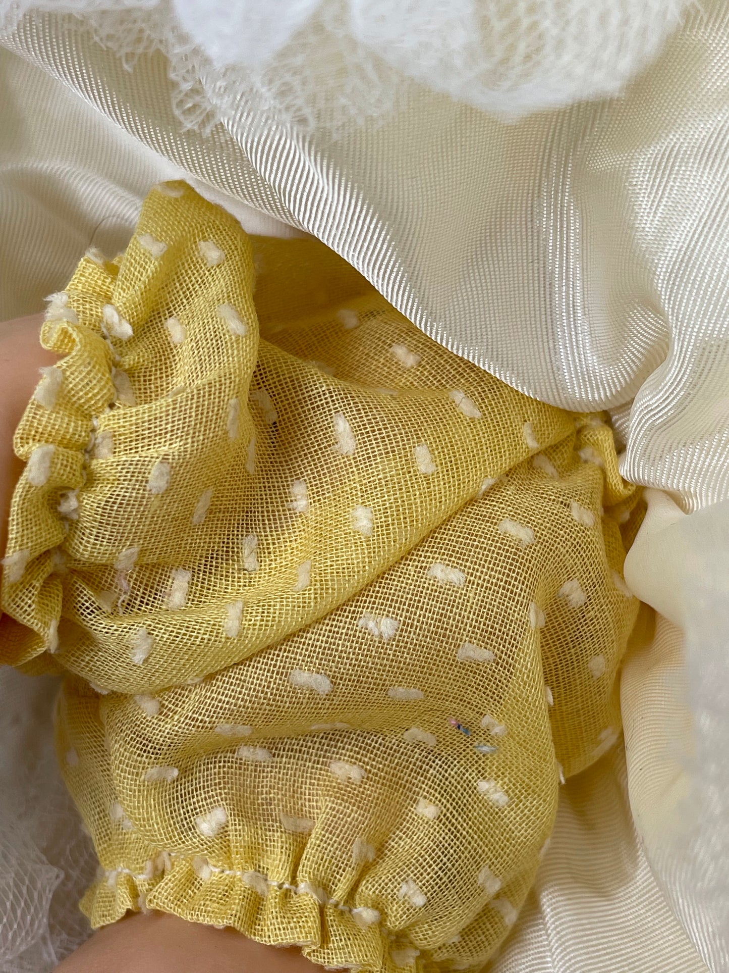 Dress, organdy pinafore, and panties for 11” Lissy