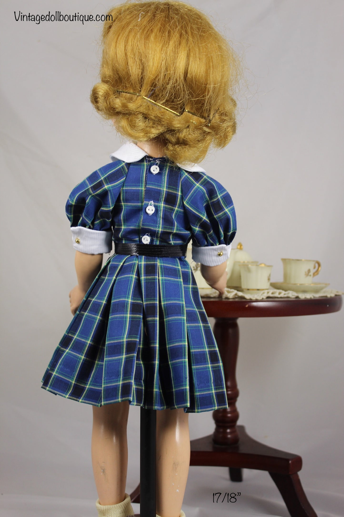Plaid dress for 18” Madame Alexander Doll