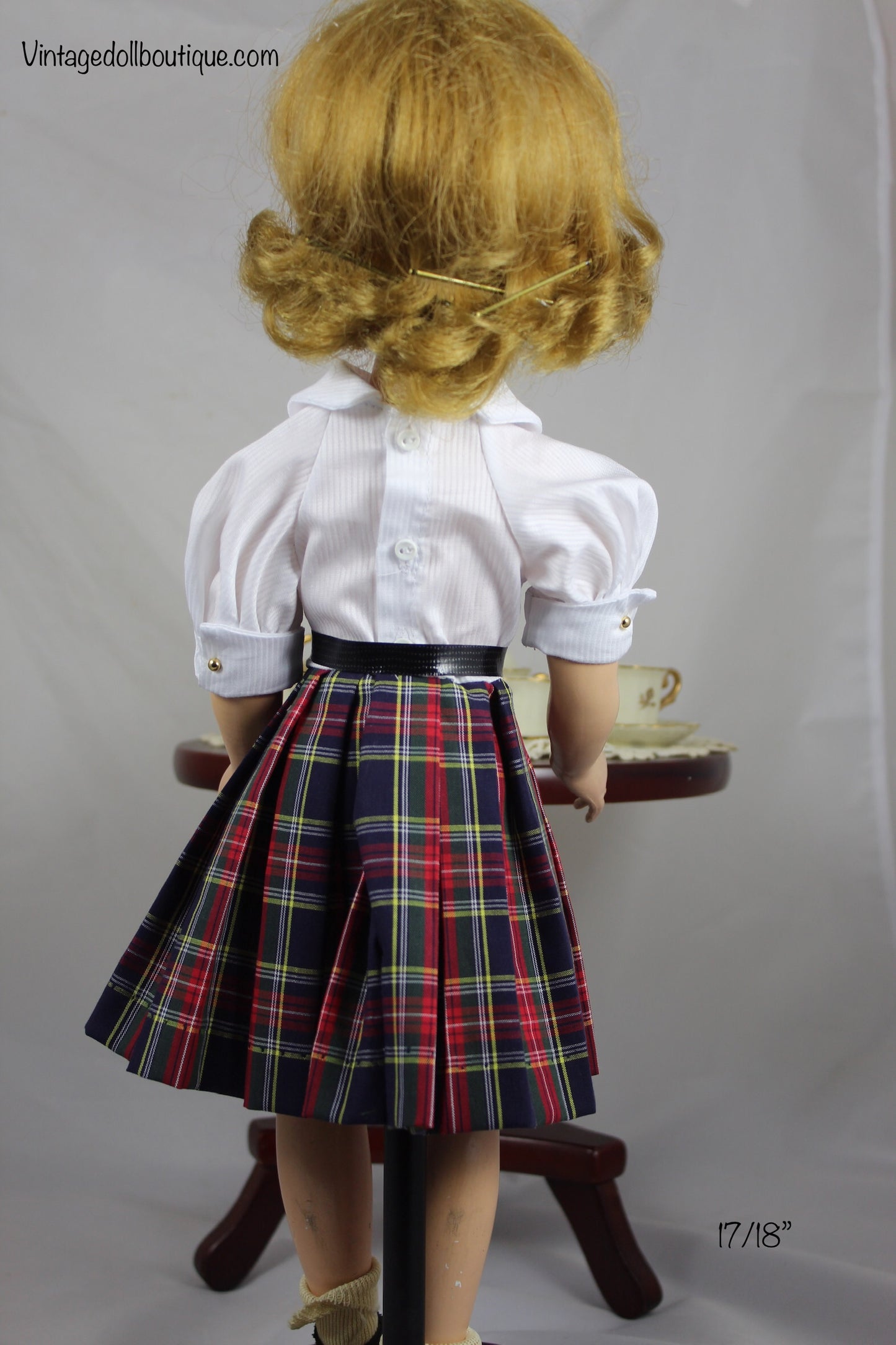 Plaid dress for 18” Madame Alexander Doll