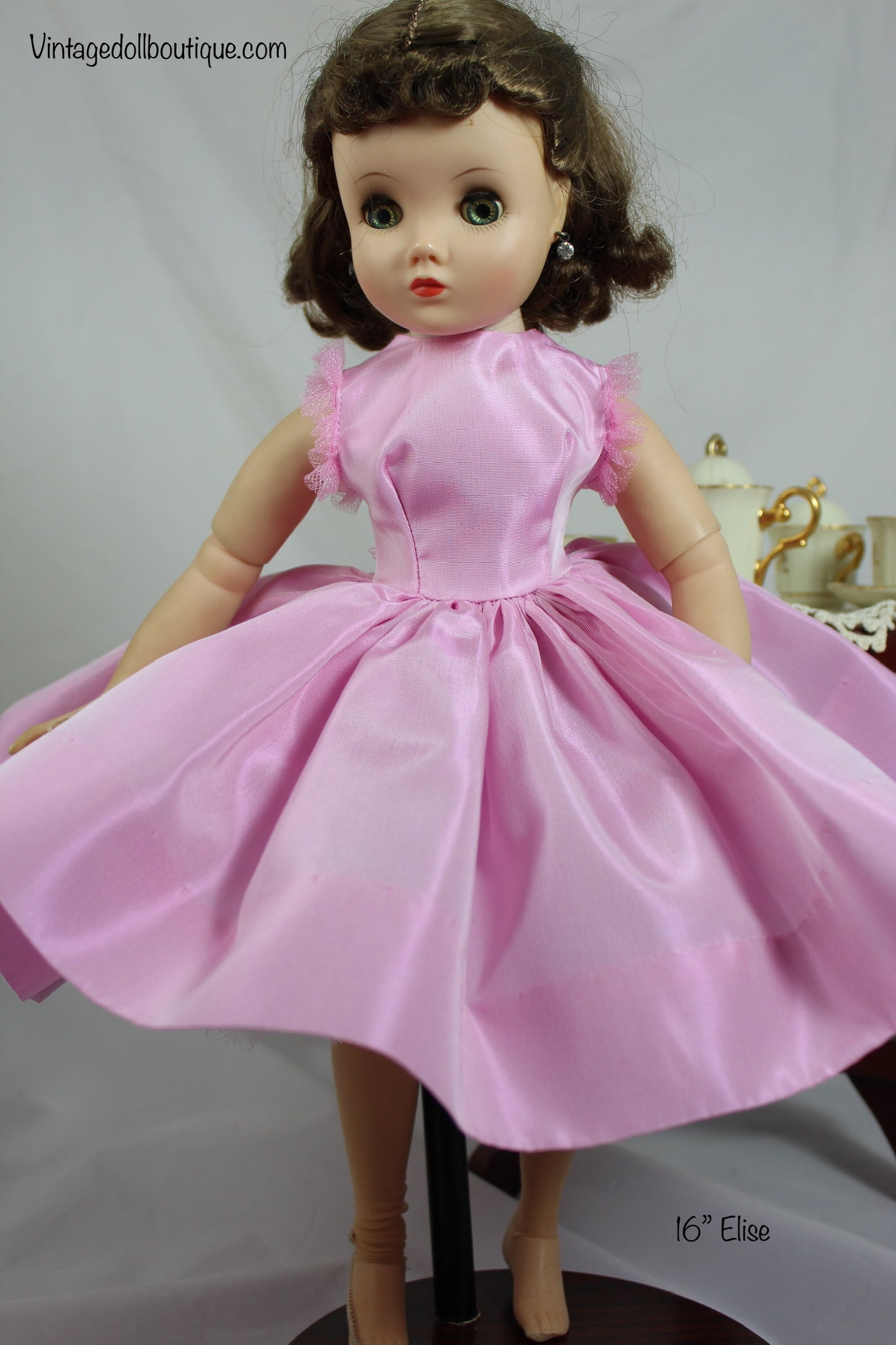 Taffeta dress with organdy Caplet for 16” Elise