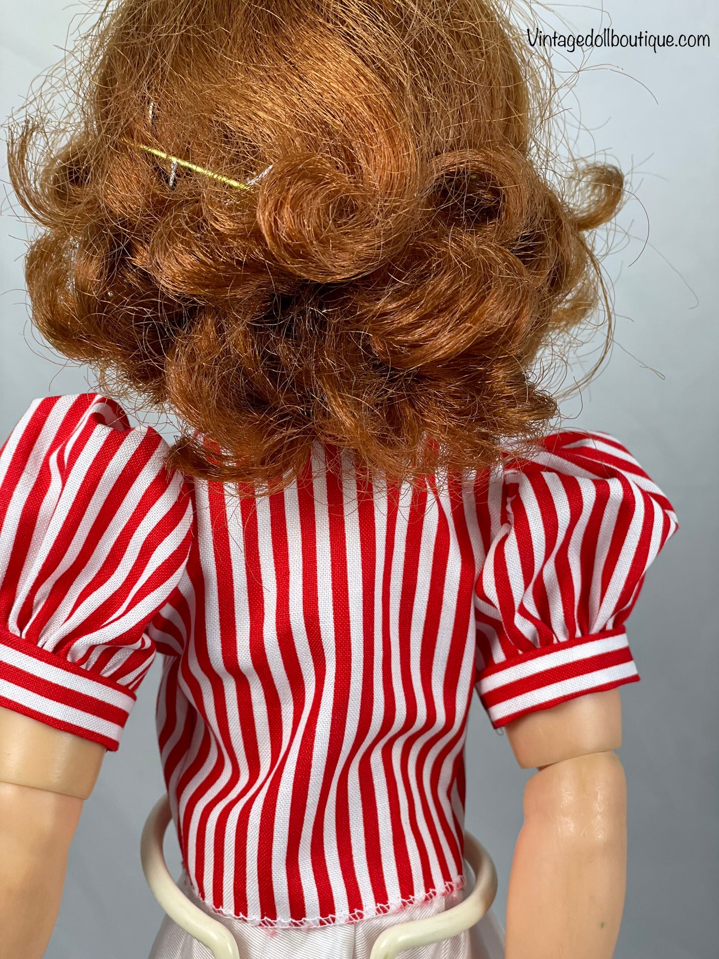 Red white stripe blouse for 21” Cissy