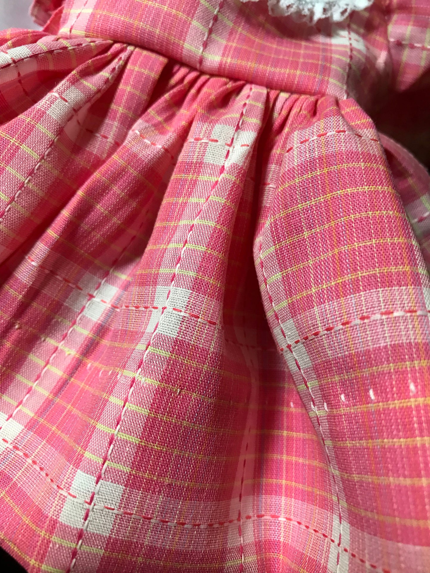 Pink plaid dress for 14” Madame Alexander doll