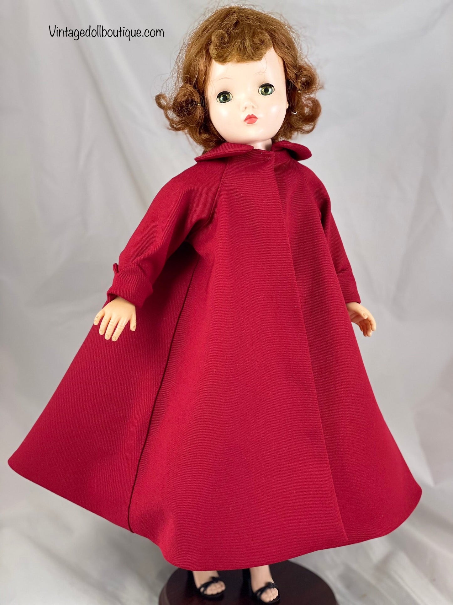 Red wool gabardine wool coat for 21” Cissy