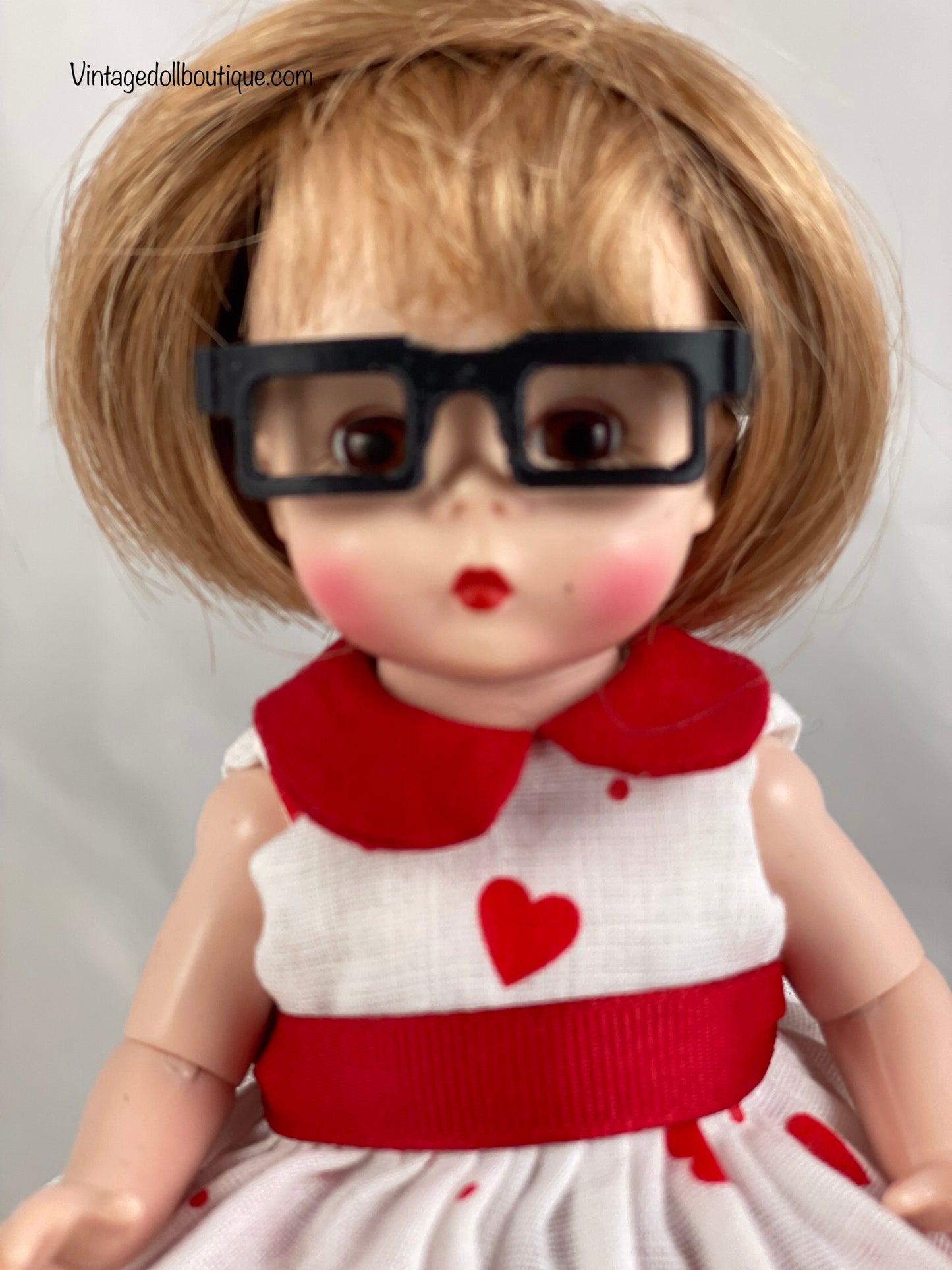 Dress, petticoat, panties, socks, shoes, and glasses for 8” Wendy