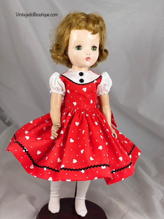 Valentines day dress  for 17/ 18” Madame Alexander doll