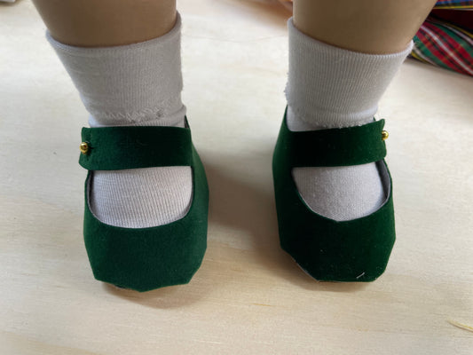 Green velvet shoes 24” doll