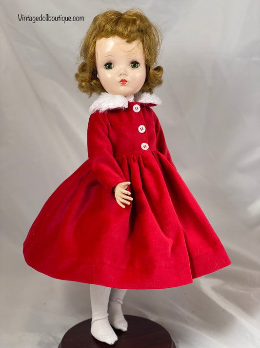 ***reserved for Ann***red velveteen coat for 18” Madame Alexander Doll