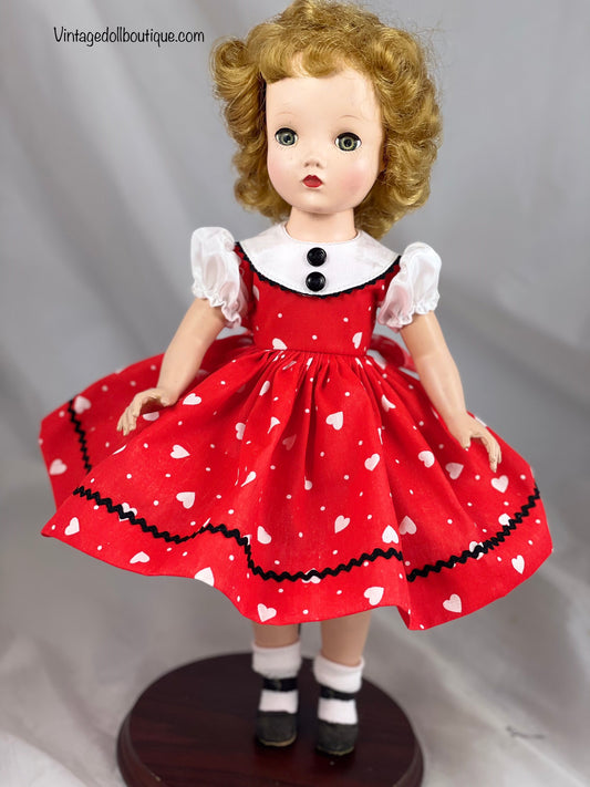 Valentines day dress  for 14/15” Madame Alexander doll