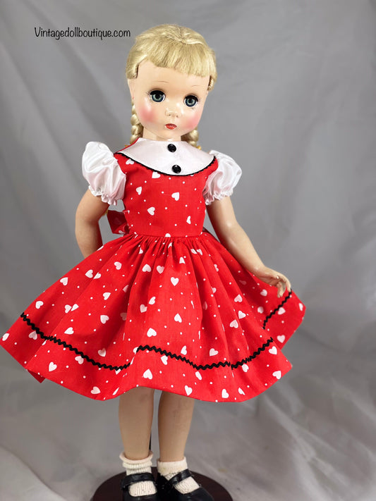 Valentines day dress  for 20” Madame Alexander doll