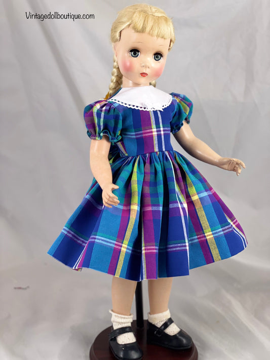 Plaid dress for 20” Madame Alexander Doll