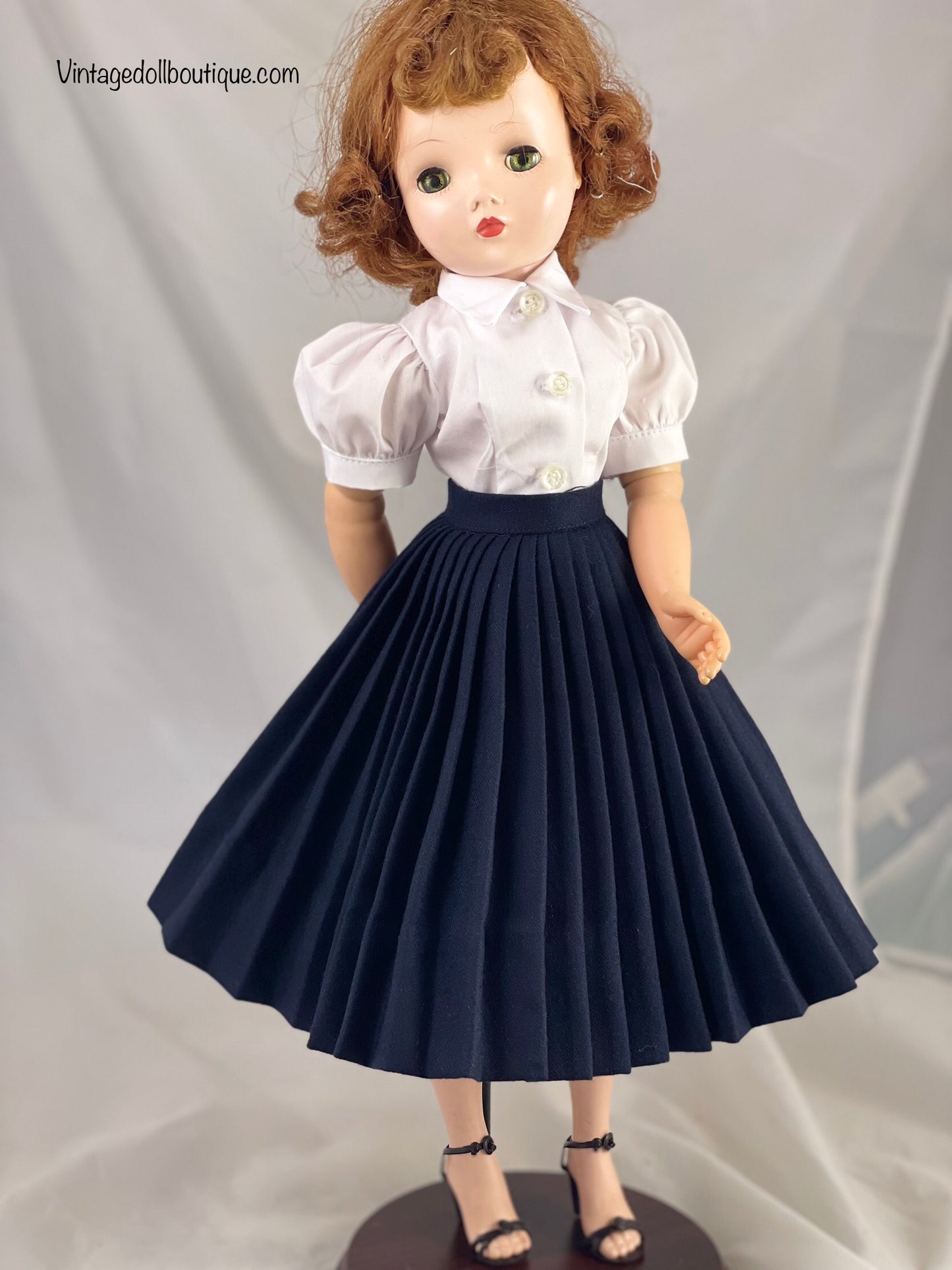 Wool pleated skirt and blouse for 21” Cissy