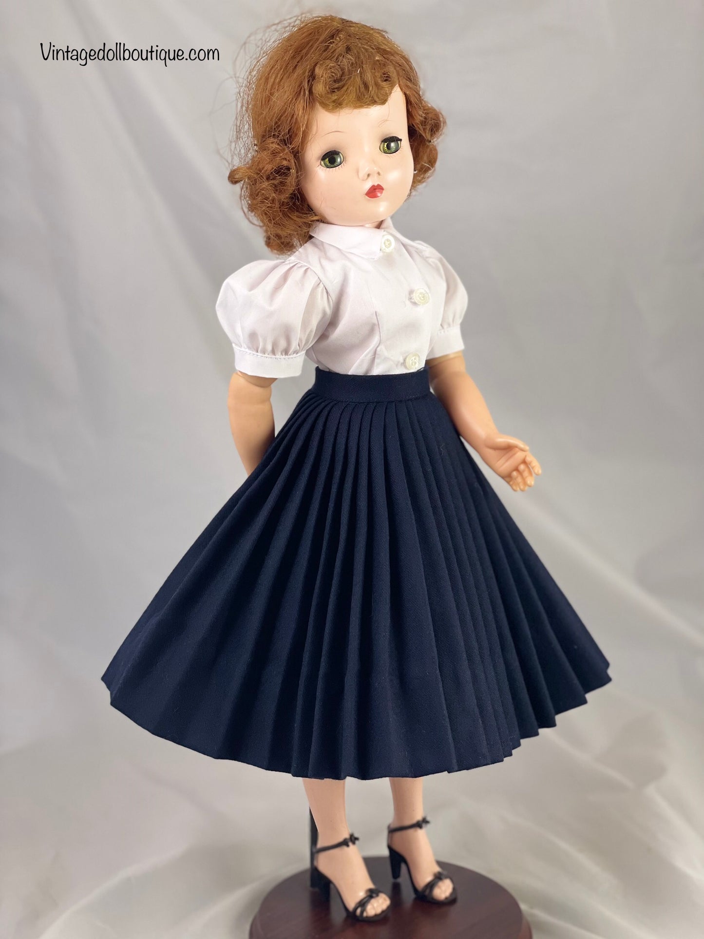 Wool pleated skirt and blouse for 21” Cissy