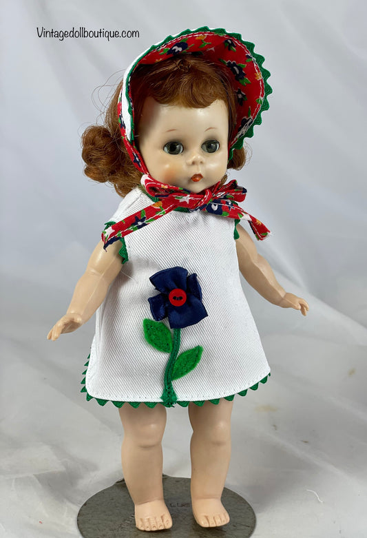 Sunsuit, dress,  and bonnet for 8” Madame Alexander doll