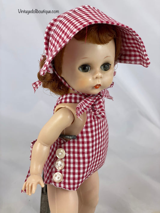 Sunsuit and bonnet for 8” Madame Alexander doll