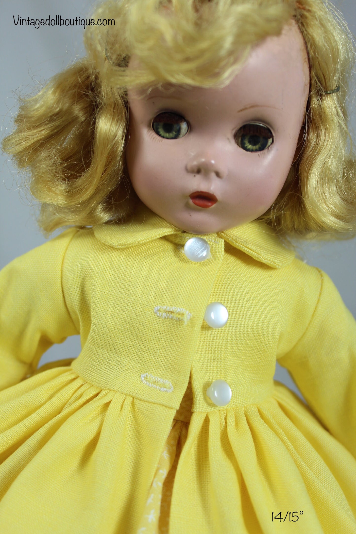 Yellow coat for 14” Madame Alexander doll