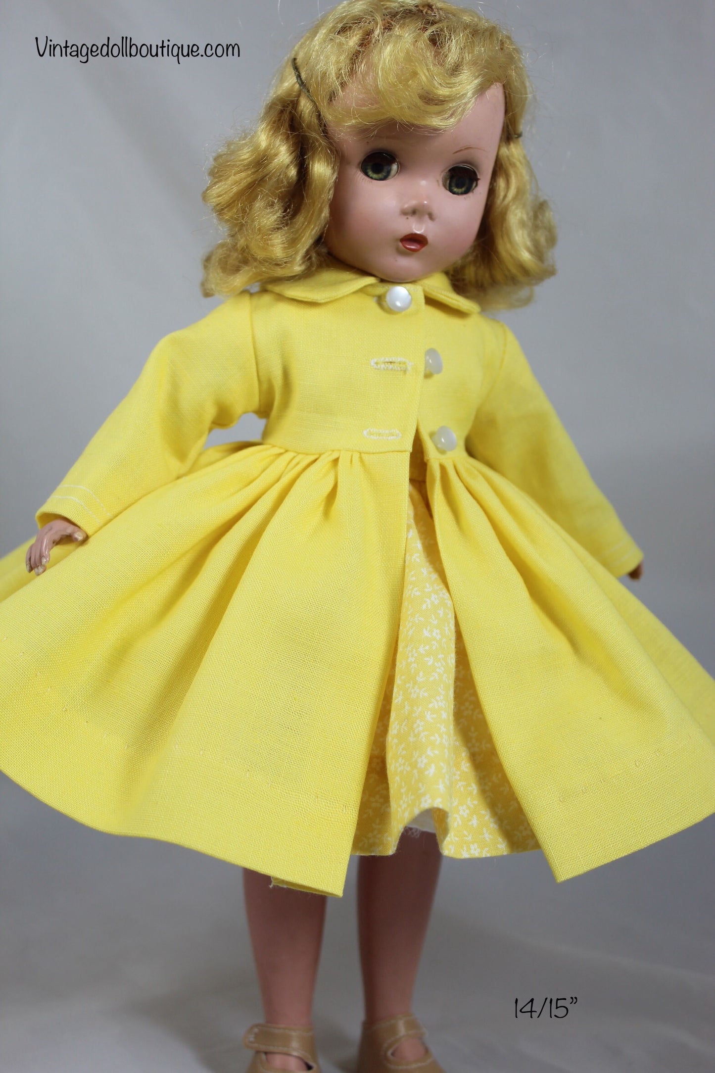 Yellow coat for 14” Madame Alexander doll