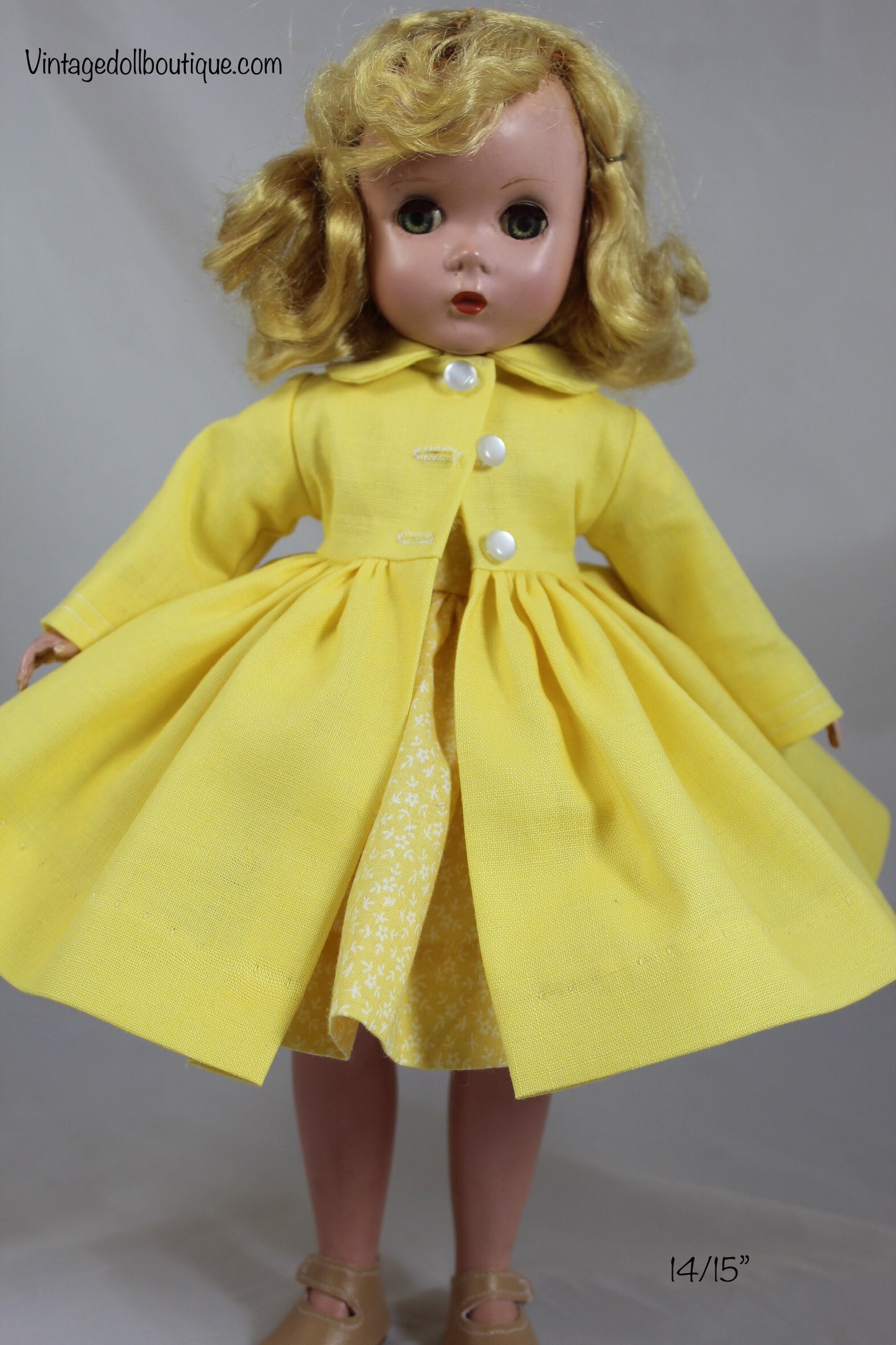 Yellow coat for 14” Madame Alexander doll