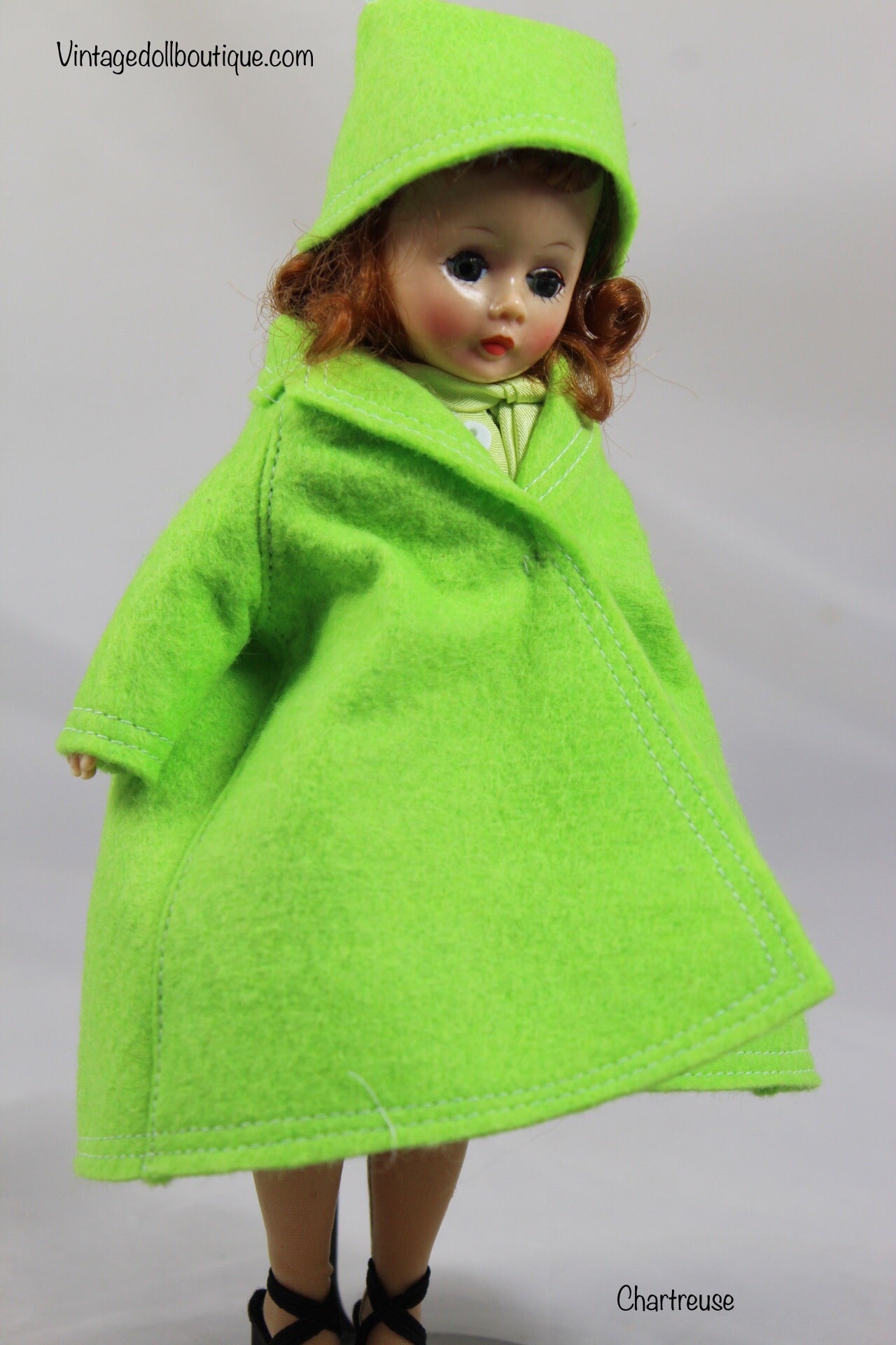 Felt coat and hat set “Chartreause” for 9” Cissette