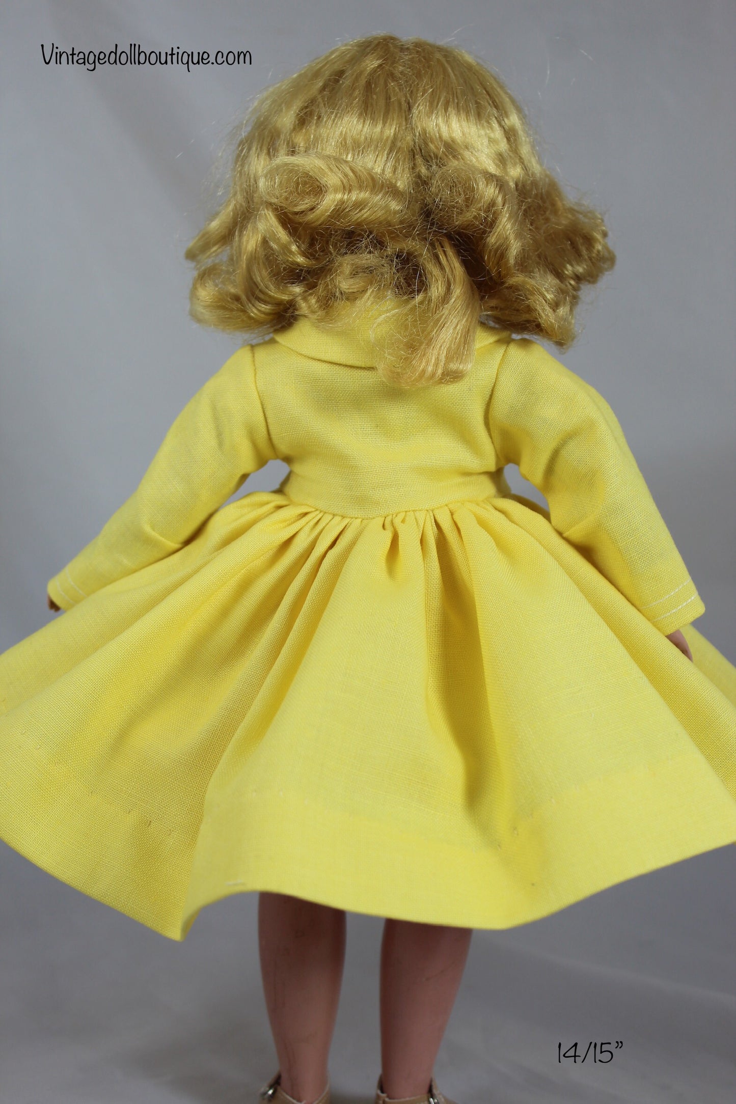 Yellow coat for 14” Madame Alexander doll