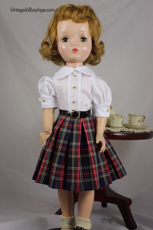 Plaid dress for 18” Madame Alexander Doll