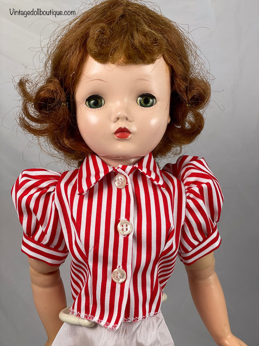 Red white stripe blouse for 21” Cissy
