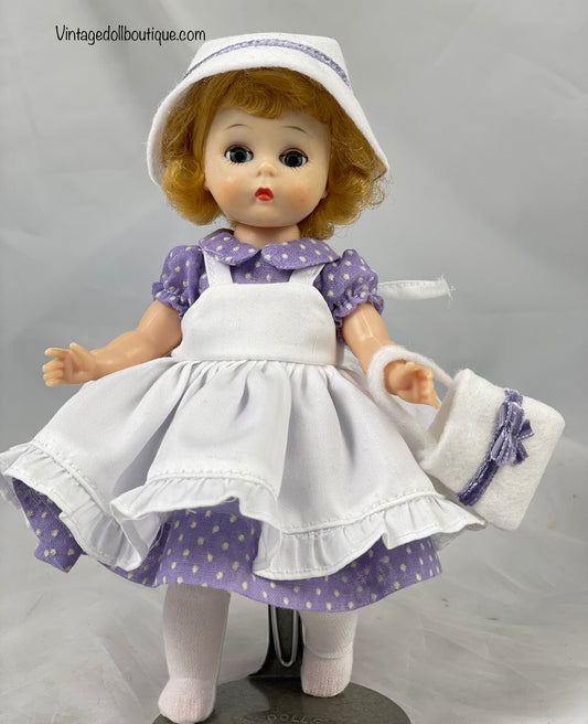 Purple dotted Swiss outfit for 8” Alexander-kin