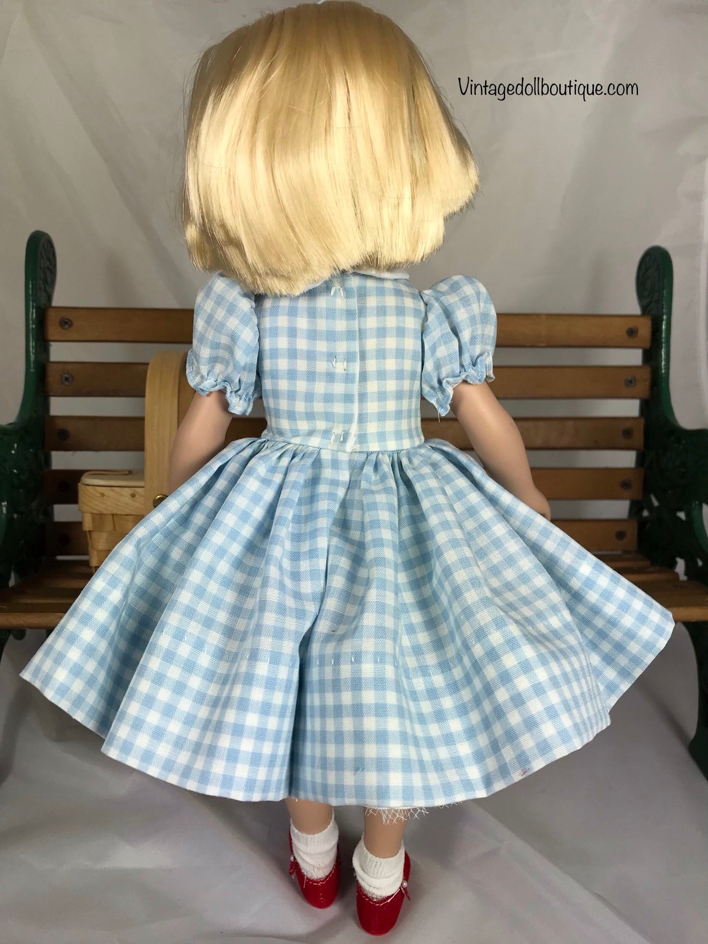 Blue gingham dress for 14” Betsy McCall