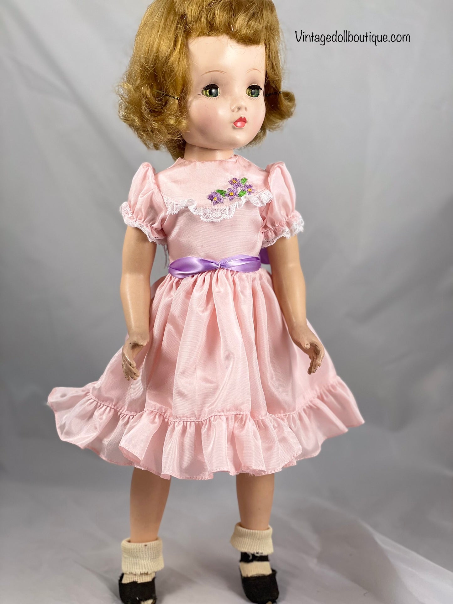 Embroidered dress and coat for 18” Madame Alexander Doll (sweet Violet) *